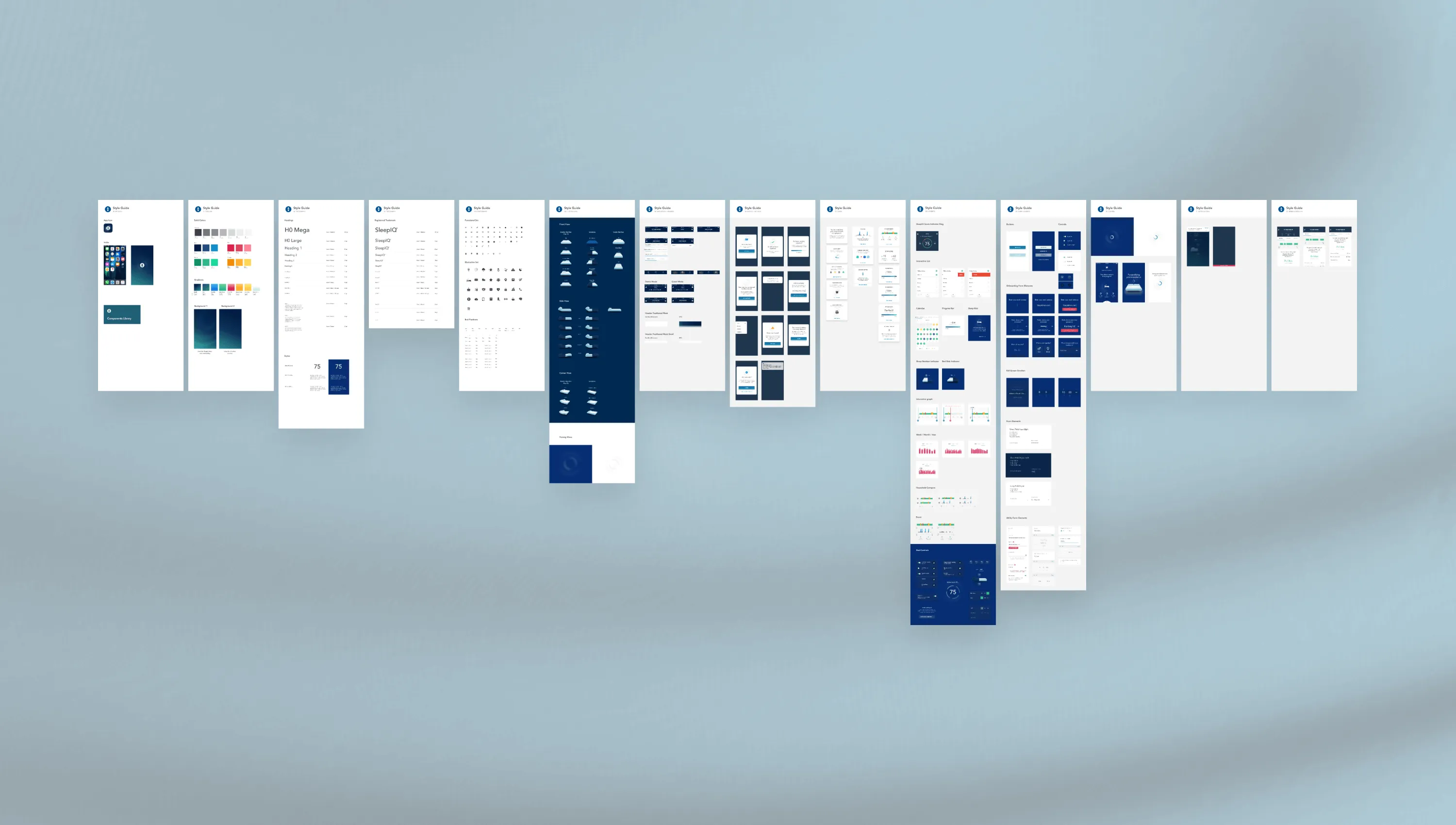 SleepIQ design system style guide pages