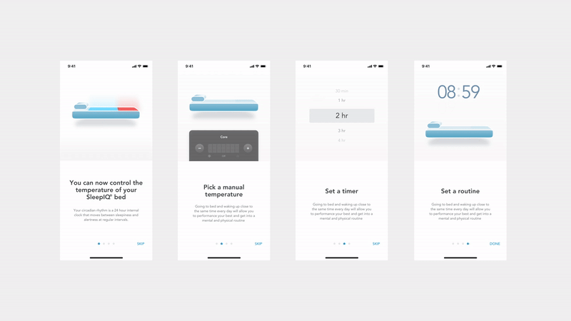 Lottie animations and motion studies for SleepIQ onboarding